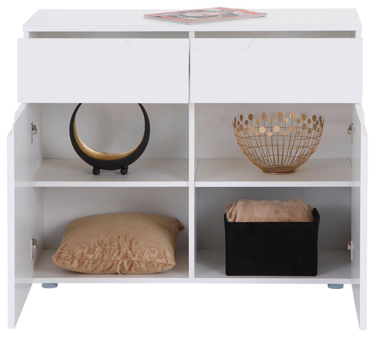 Komoda Hilton - bijela/bijela visoki sjaj, Moderno, drvni materijal/plastika (100/81,4/40cm) - Modern Living