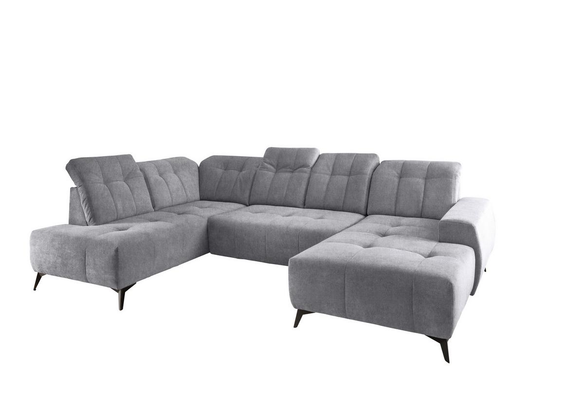 WOHNLANDSCHAFT SANO - Hellgrau/Schwarz, MODERN, Textil/Metall (200/337/180cm) - Livetastic