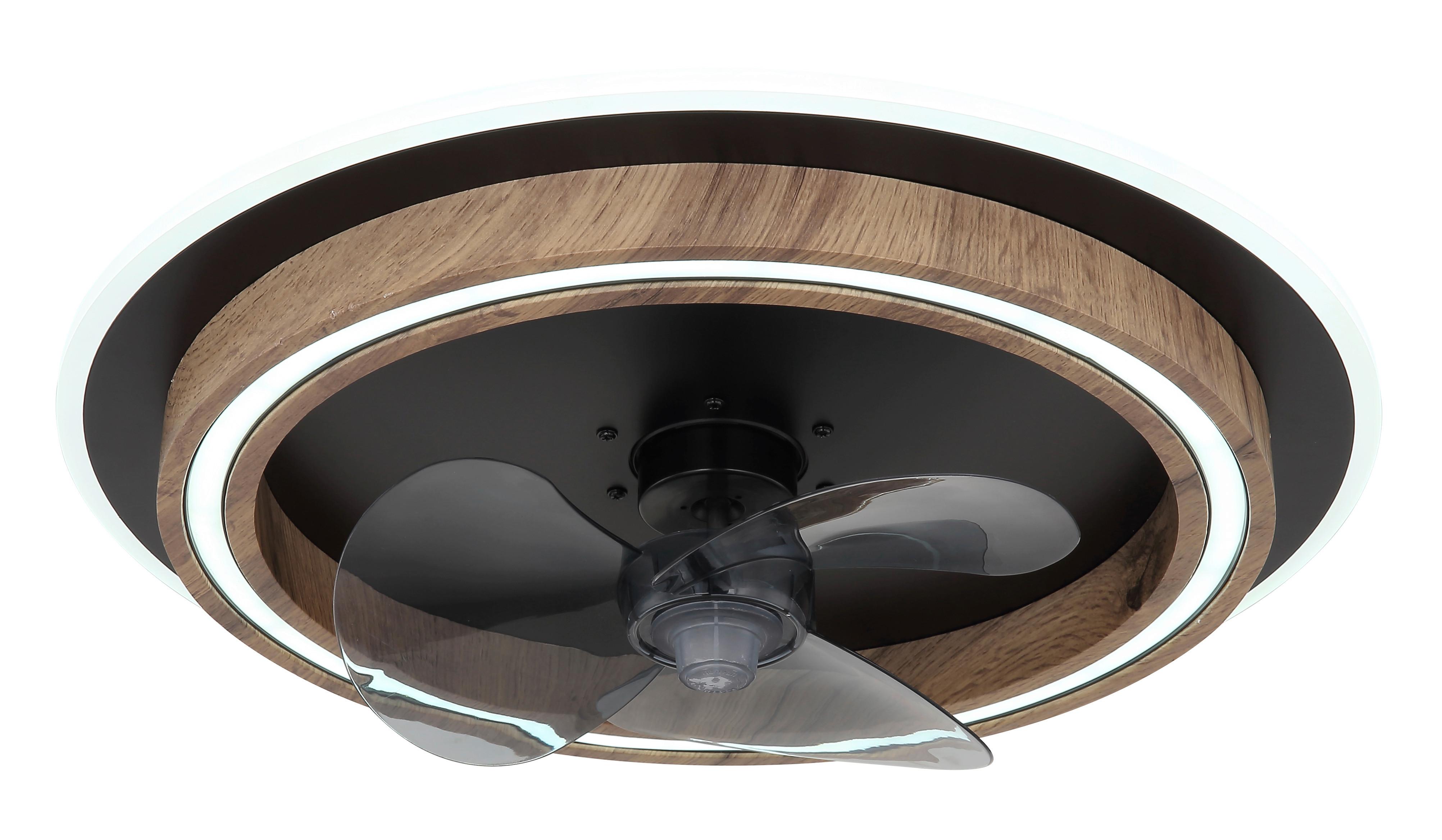 Deckenventilator Bozan Opal/Schwarz/Dunkelbraun - Dunkelbraun/Opal, Natur, Holzwerkstoff/Kunststoff (50/13,5cm) - Globo