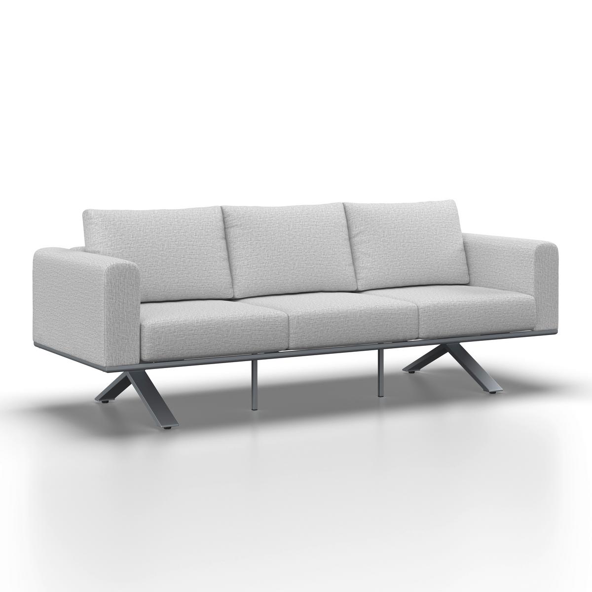 LOUNGEGARNITUR SOFIA - Hellgrau/Naturfarben, Modern, Kunststoff/Textil (221/67/80cm) - Bessagi Garden