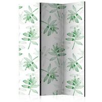 Paravan Watercolor Branches, 3-Delni, Dvostranski - zelena/bela, Basics, tekstil/les (135/172/3cm) - artgeist