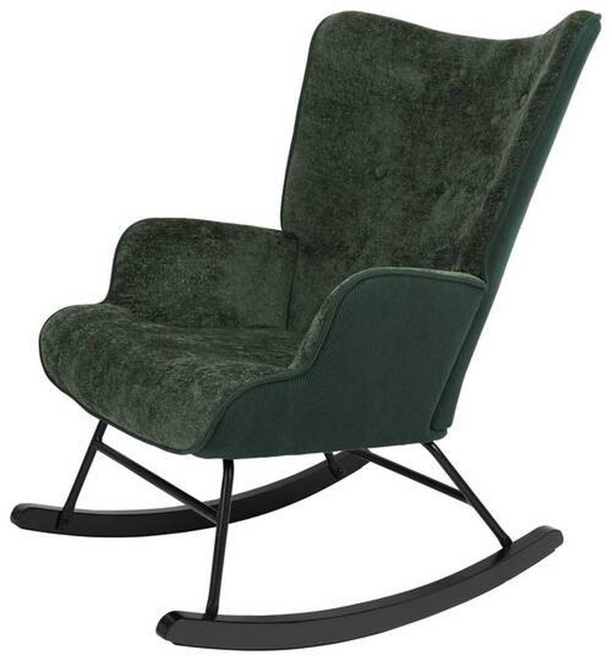 Schaukelstuhl Rock Grün/Schwarz - Schwarz/Grün, MODERN, Holz/Textil (66/90/77cm) - Mömax