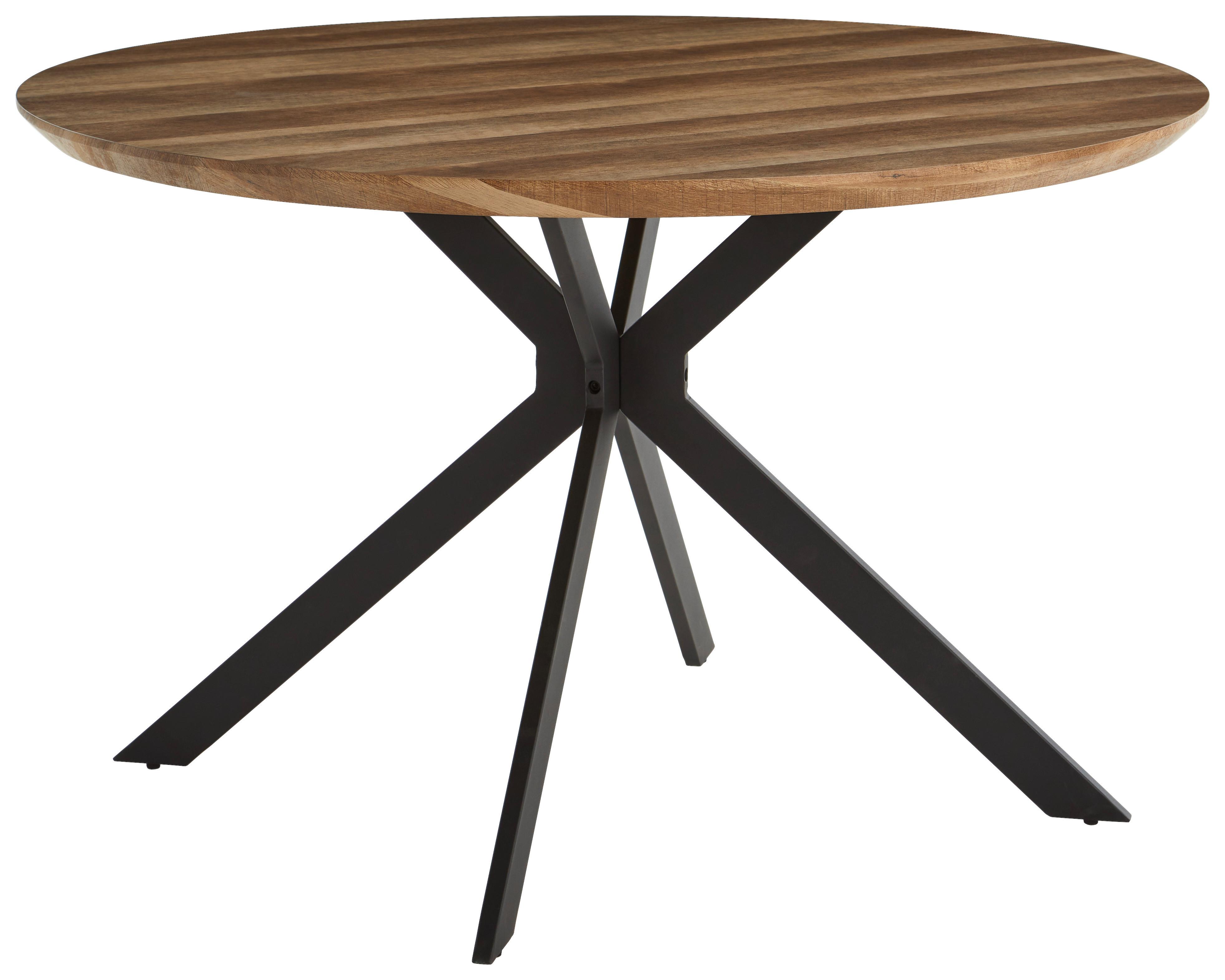 Jedilna Miza Malu, Ø 120cm - črna/barve hrasta, Moderno, kovina/leseni material (120/120/76cm) - MID.YOU