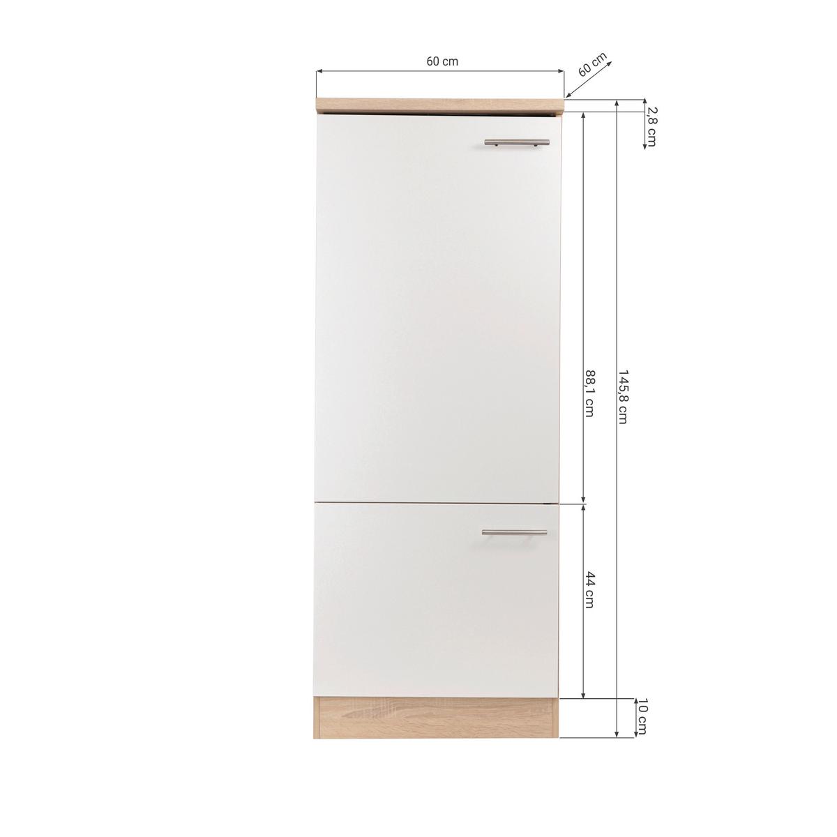 Omara Za Vgradno Napravo Merle, Barva Hrasta, Bela - srebrne barve/barve hrasta, Basics, kovina/leseni material (60/144,8/60cm) - Respekta