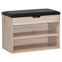 Klop S Prostorom Za Čevlje Sofia - črna/hrast sonoma, Konvencionalno, tekstil/leseni material (60/40/30cm) - MID.YOU
