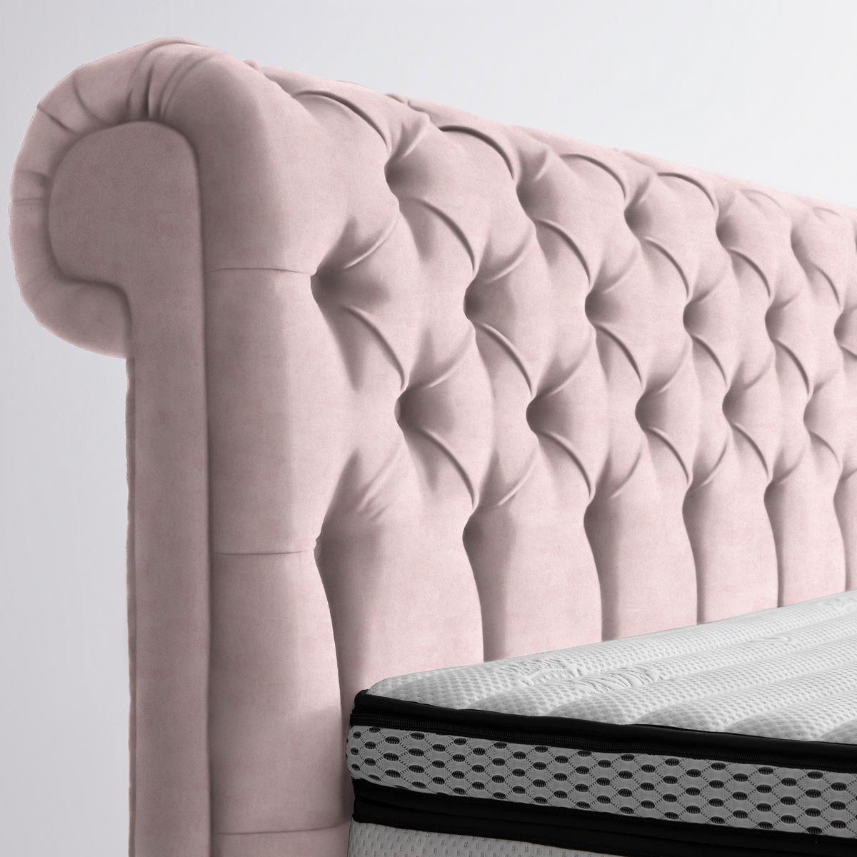 Boxspringbett Queen in Rosa ca. 180x200cm - Chromfarben/Goldfarben, Konventionell, Textil (180/200cm) - Premium Living