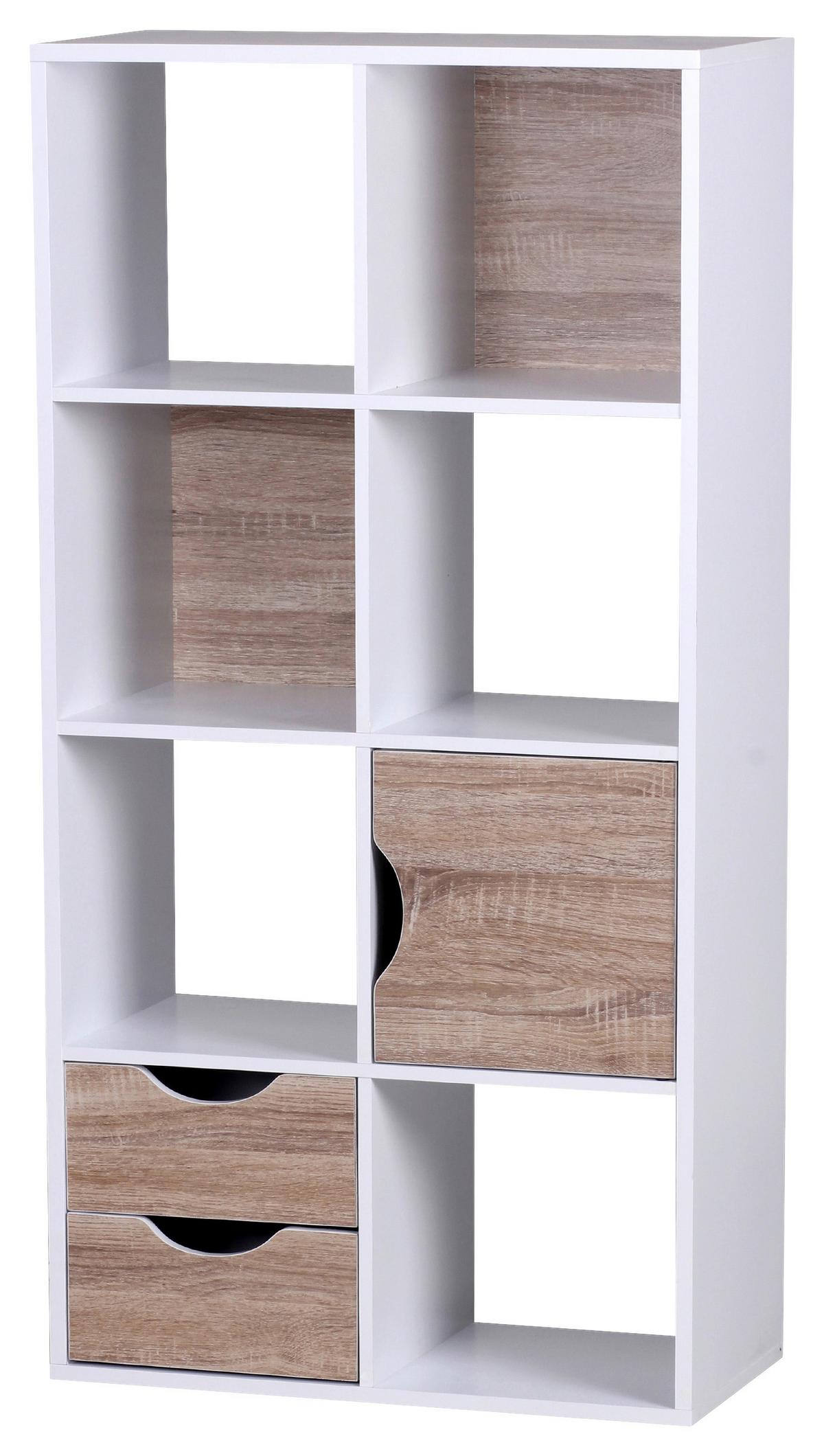 Standregal ca. 60x120x29 cm Weiß/Eichefarben - Eichefarben/Weiß, KONVENTIONELL, Holzwerkstoff (60/120/29cm) - MID.YOU