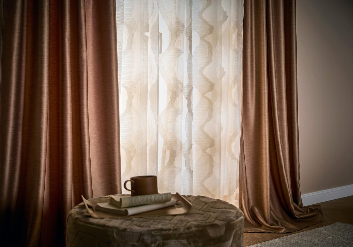 ZASŁONA GOTOWA ROVITA - brązowy, Design, tkanina (140/260cm) - Dieter Knoll
