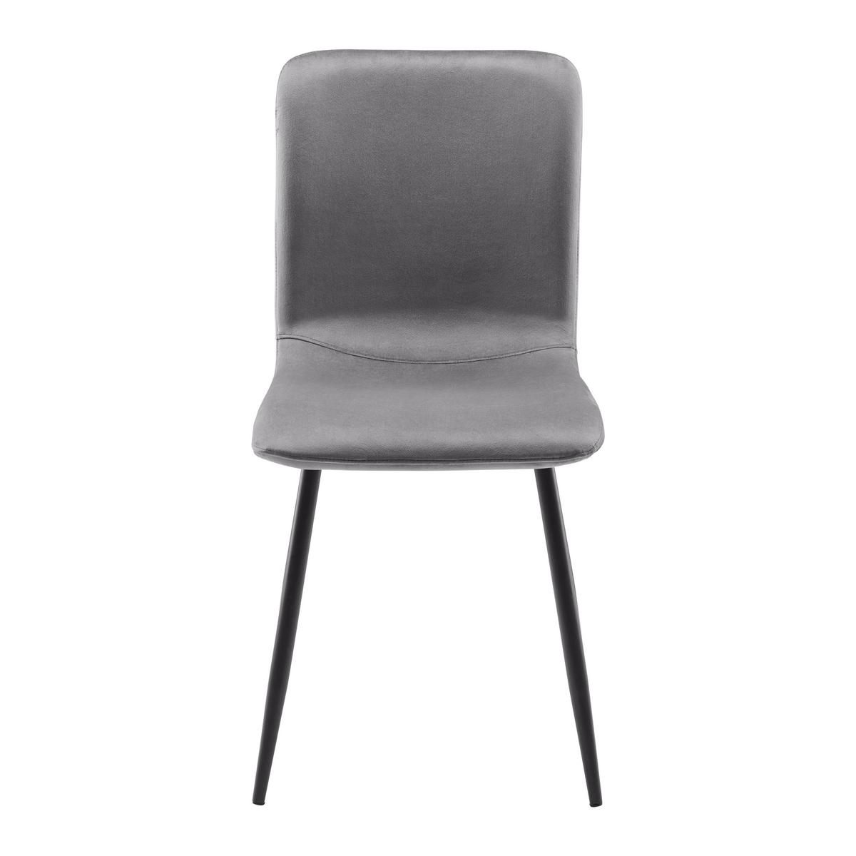 Stuhl "Elif", Samtbezug, grau, Gepolstert - Dunkelgrau/Grau, MODERN, Textil/Metall (43/86/54,5cm) - Bessagi Home