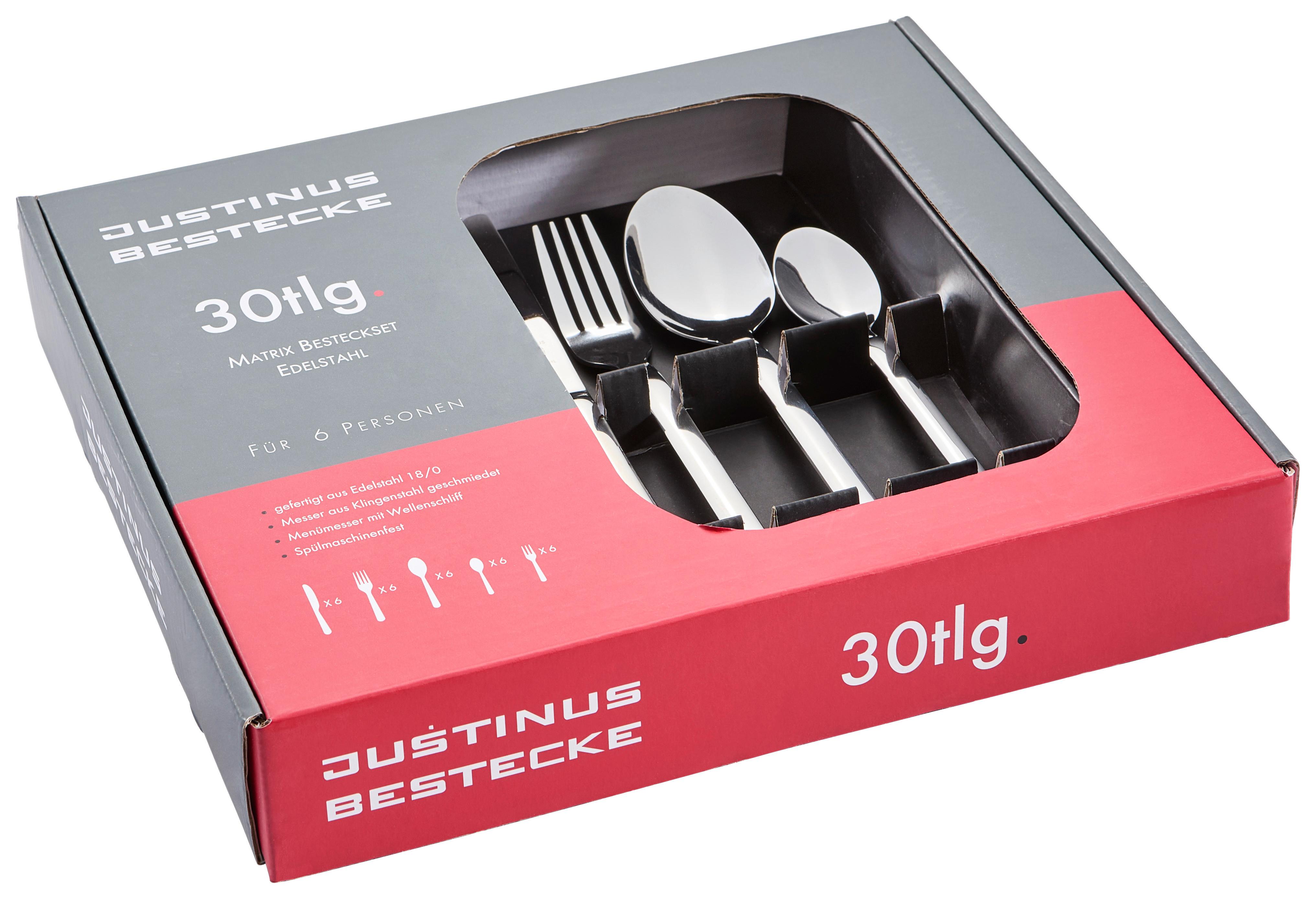 ZESTAW SZTUĆCÓW 633-340 - kolor chromowy, Basics, metal (30/25/5cm) - Justinus