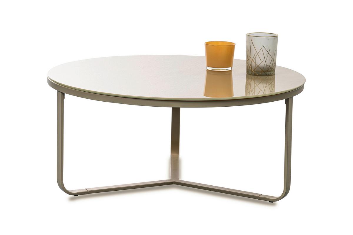 STOLIK KAWOWY BOSTON2 - kremowy, Design, metal/szkło (80/80/35cm) - Xora