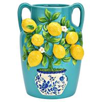 Vase mit 3D Zitronen Dekor Multicolor - Multicolor, Basics, Keramik (19,8/26/19,8cm)
