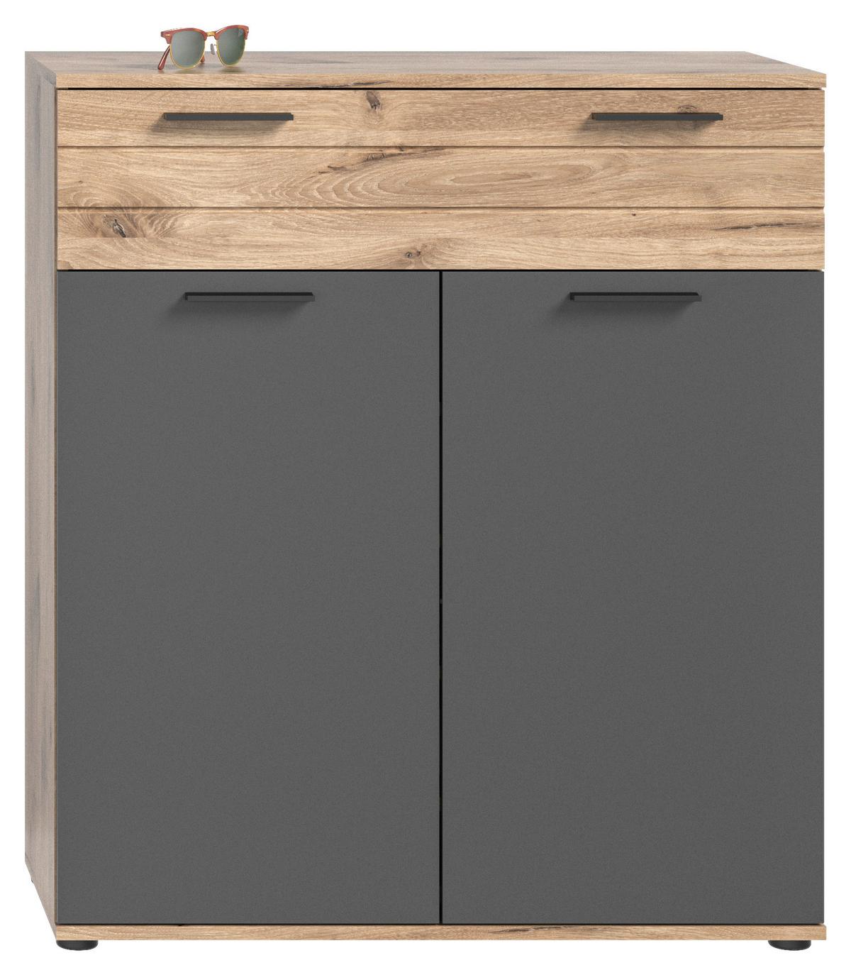 Omara Za Čevlje Mason, Siva, Barva Hrasta - siva/črna, Moderno, umetna masa/leseni material (90/104/37cm) - MID.YOU