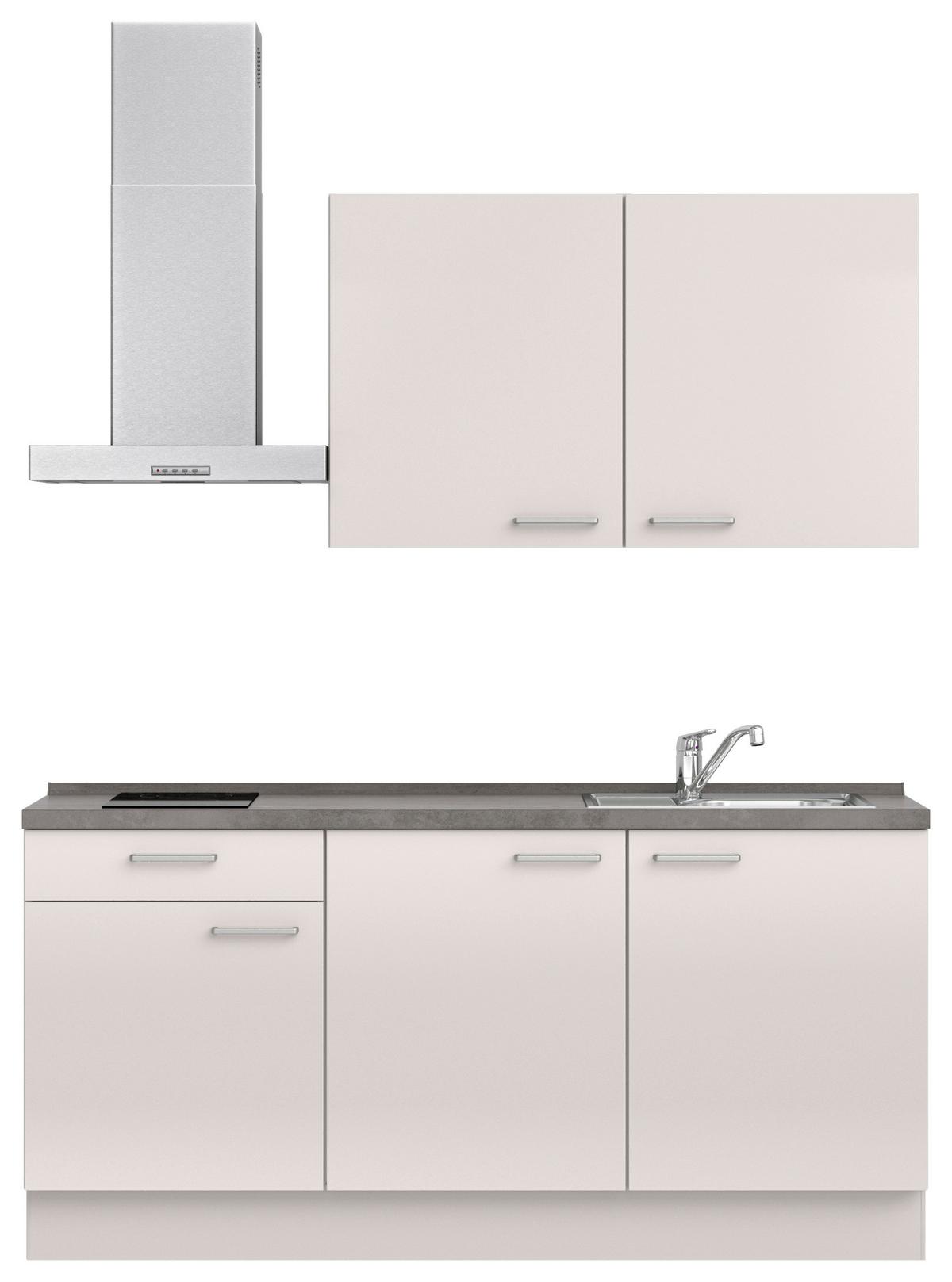 Küchenblock Flash Low m. Geräten Hellgrau - Schieferfarben/Edelstahlfarben, MODERN, Holzwerkstoff/Metall (180cm) - Nobilia