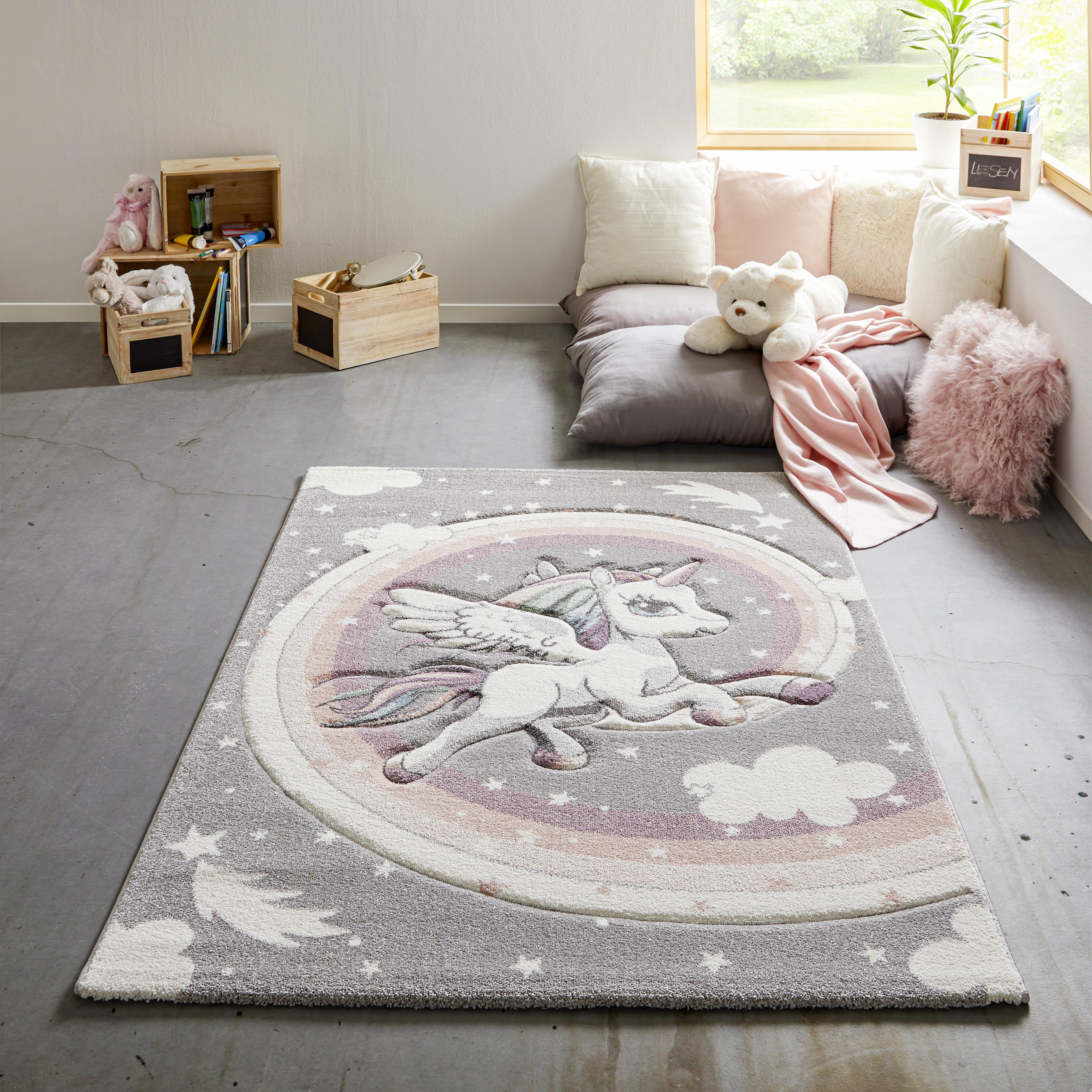 Dywan dziecięcy UNICORN-AKT- mix kolorów ok.. 100x150cm - różnokolorowy, tkanina (100/150cm) - Modern Living