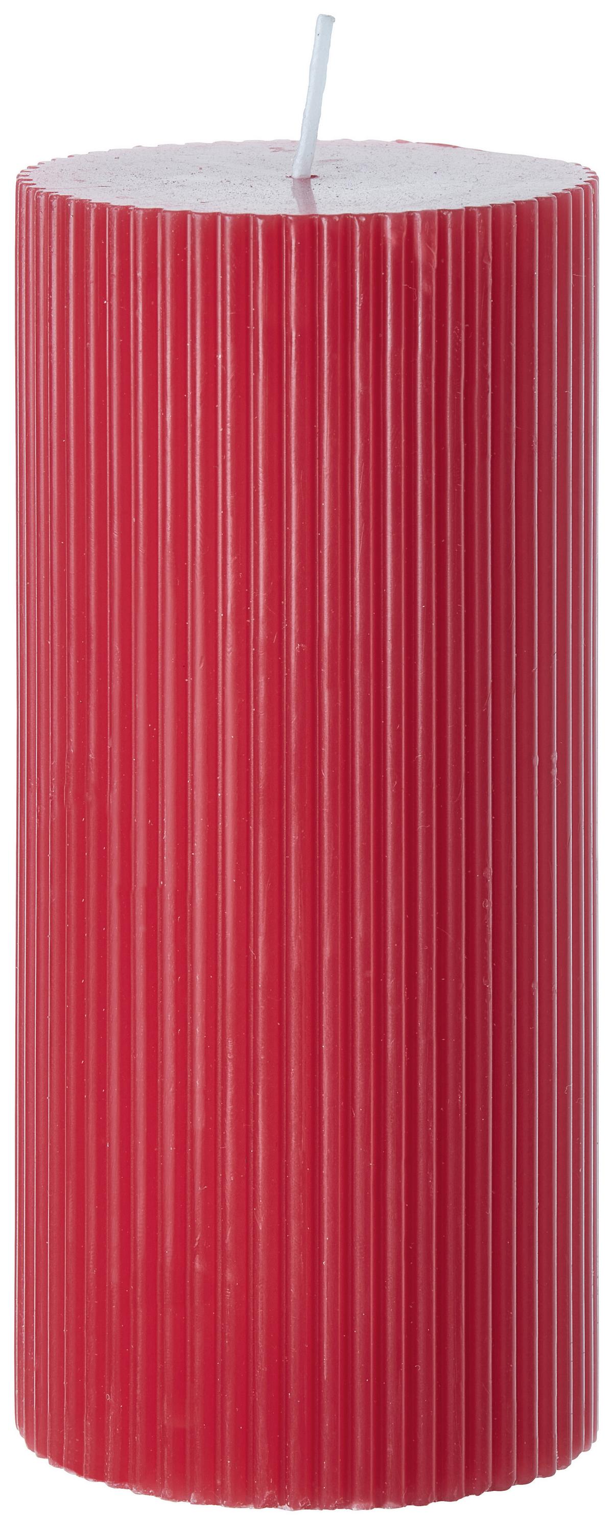 Stumpenkerze Stripes diverse Farben - Taupe/Hellrosa (7/15cm) - Premium Living