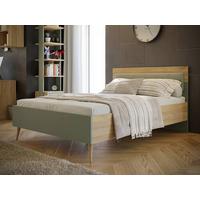 Posteljni Okvir Whenua, Barva Hrasta, Zelena - barve hrasta/žajbljevo zelena, Moderno, kovina/leseni material (140/200cm) - Mömax