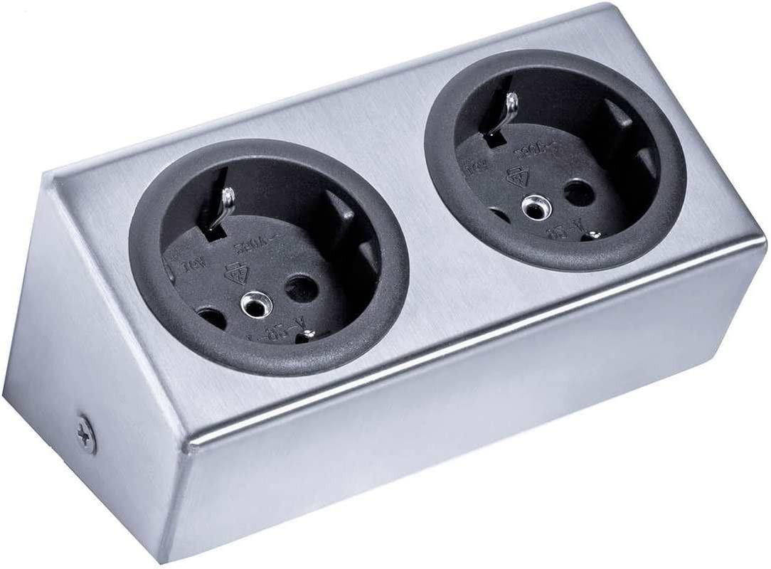Steckdosenelement Alba 4502401 - Edelstahlfarben, LIFESTYLE (12,2/6,5/6,2cm) - HKT