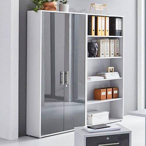 Aktenschrank Office Edition Sw Set 1 hoch Weiß/Anthrazit - Anthrazit Hochglanz/Weiß, MODERN, Holzwerkstoff (168,8/185,6/33cm) - MID.YOU