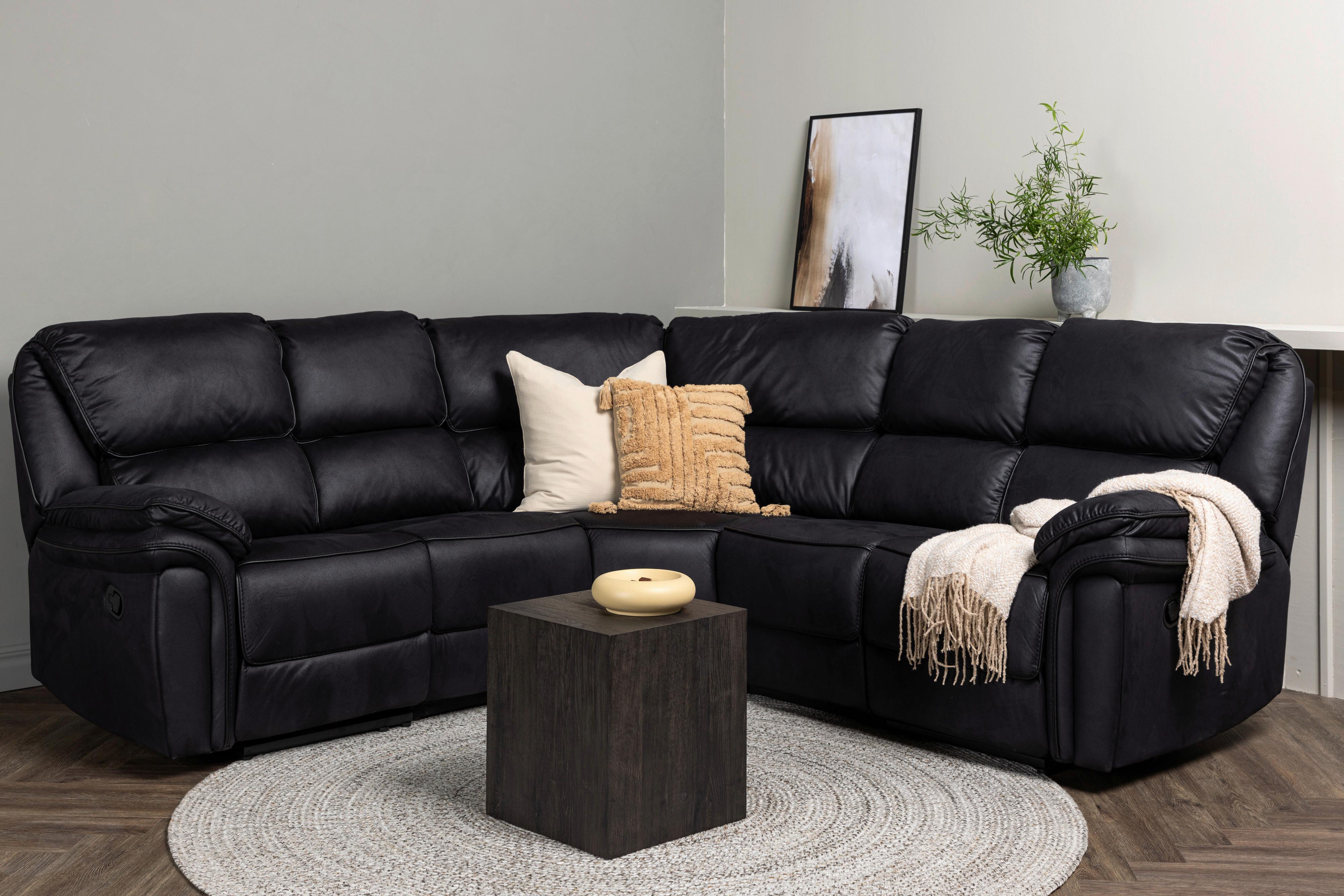 ECKSOFA SARANDA - Schwarz, Design, Textil (338/338cm) - Livetastic