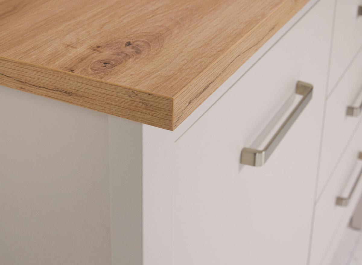 Kücheninsel Sardegna Kachmir/Eiche - Kaschmir/Silberfarben, ROMANTIK / LANDHAUS, Holzwerkstoff/Metall (124/91,5/75cm) - home24