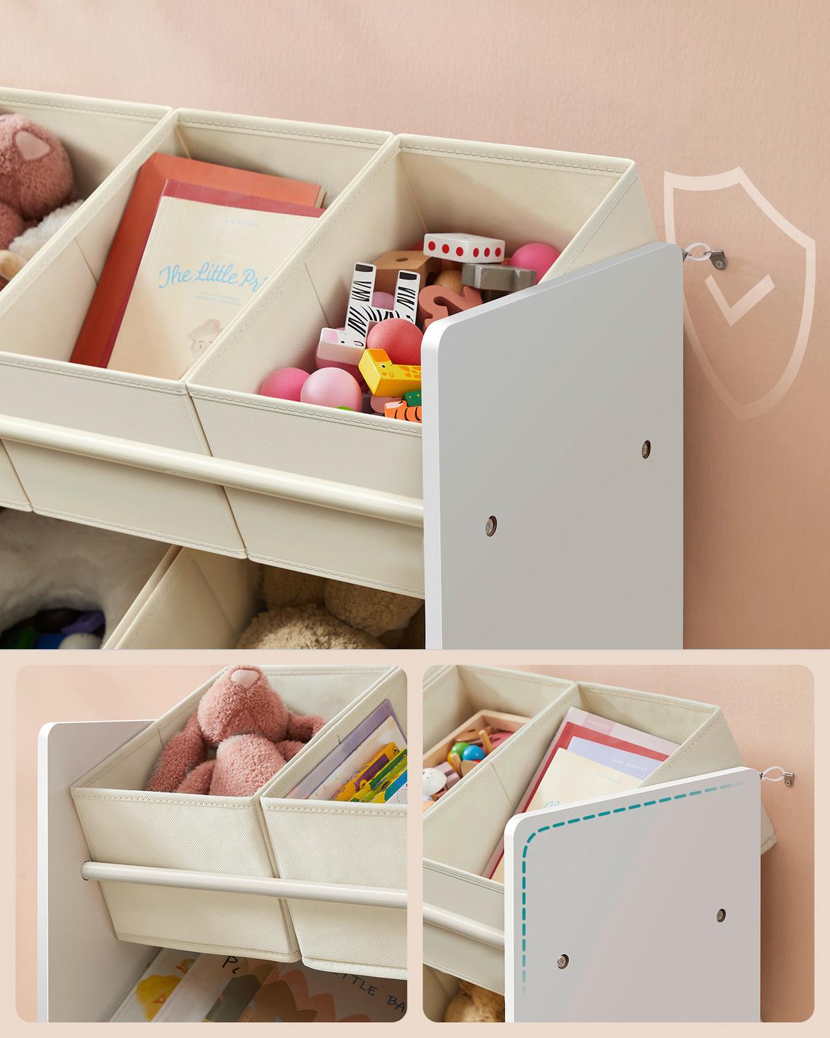 Kinderregal in Weiß, Beige ca. 62,5x60x29,5 cm - Beige/Weiß, MODERN, Holzwerkstoff/Textil (62,5/60/29,5cm) - MID.YOU