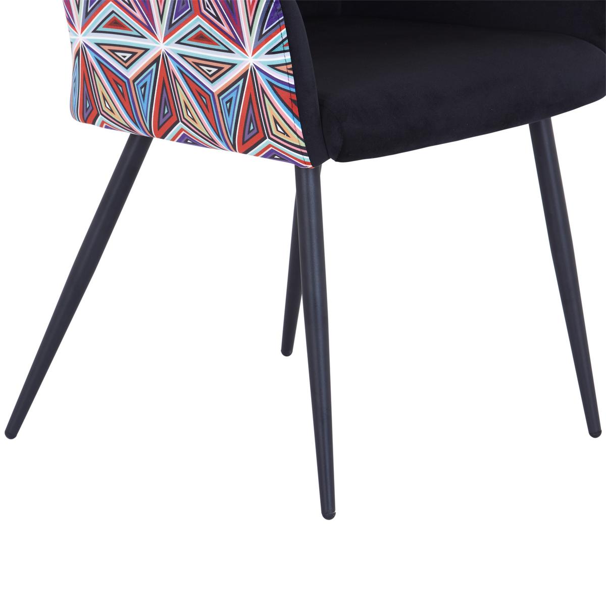 KRZESŁO Z PODŁOKIETNIKAMI TRENDY - czarny/różnokolorowy, Modern, metal/tkanina (60/84/62cm) - MID.YOU