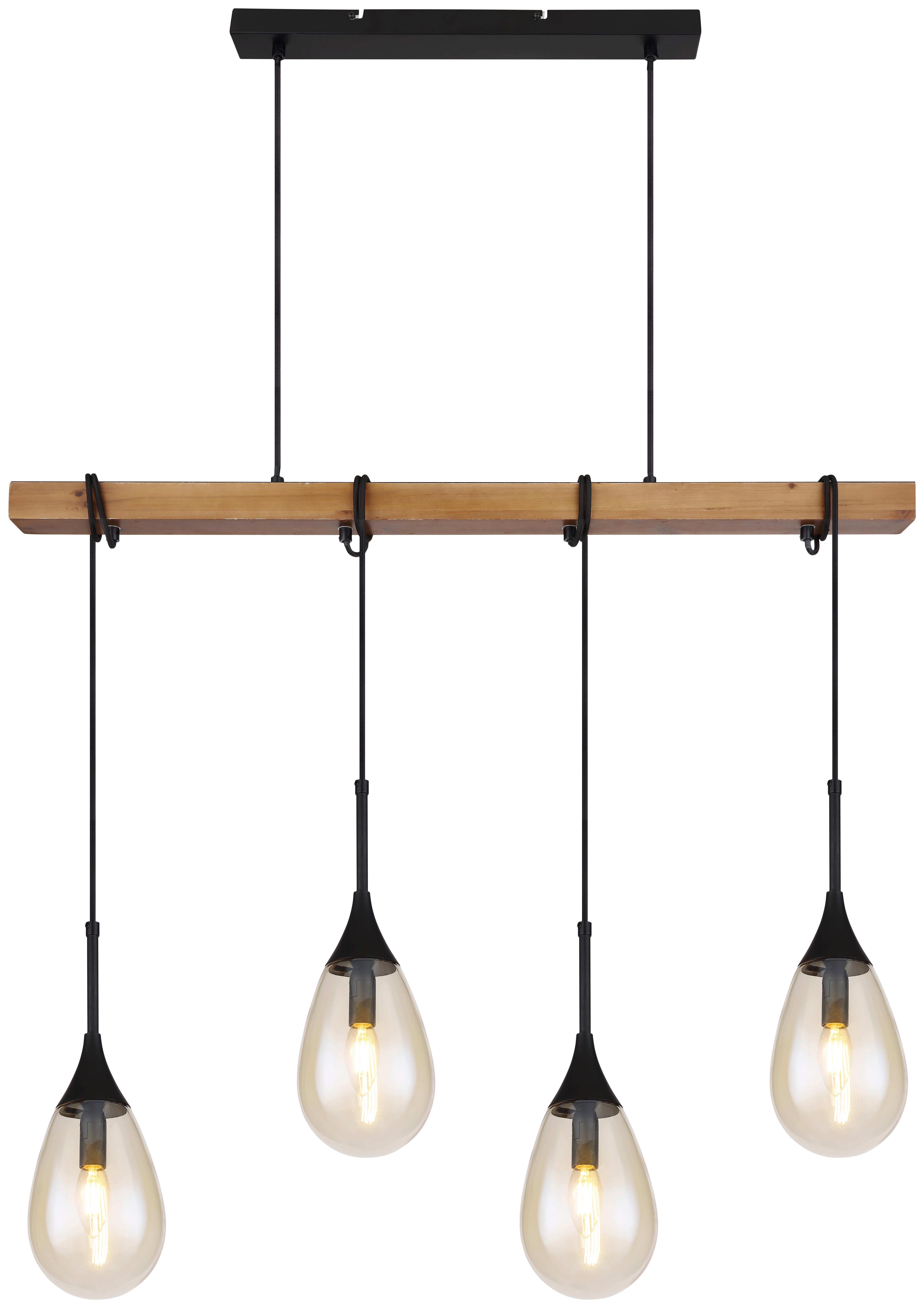 LAMPA WISZĄCA PÄRON - czarny/brązowy, Natur, metal/drewno (92/12/120cm) - Globo