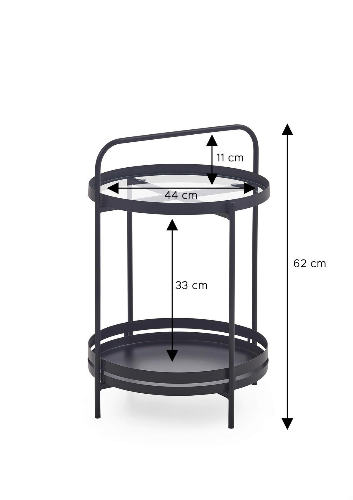 COUCHTISCH KLEINMÖBEL - noir, Design, métal/verre (44/62cm) - MID.YOU
