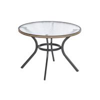 Gartentisch Ravenna Metall/ Glas/Kunststoff Ø 104 cm - Graphitfarben/Naturfarben, ROMANTIK / LANDHAUS, Glas/Kunststoff (104/74cm) - Gardenson