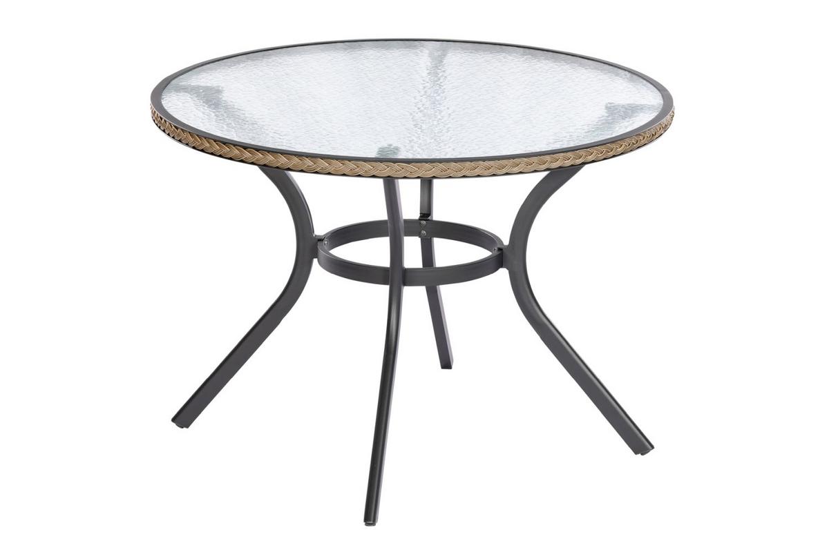 Vrtna Miza Ravenna, Ø 104 Cm - barve grafita/naravne barve, Romantika, kovina/umetna masa (104/74cm) - Gardenson