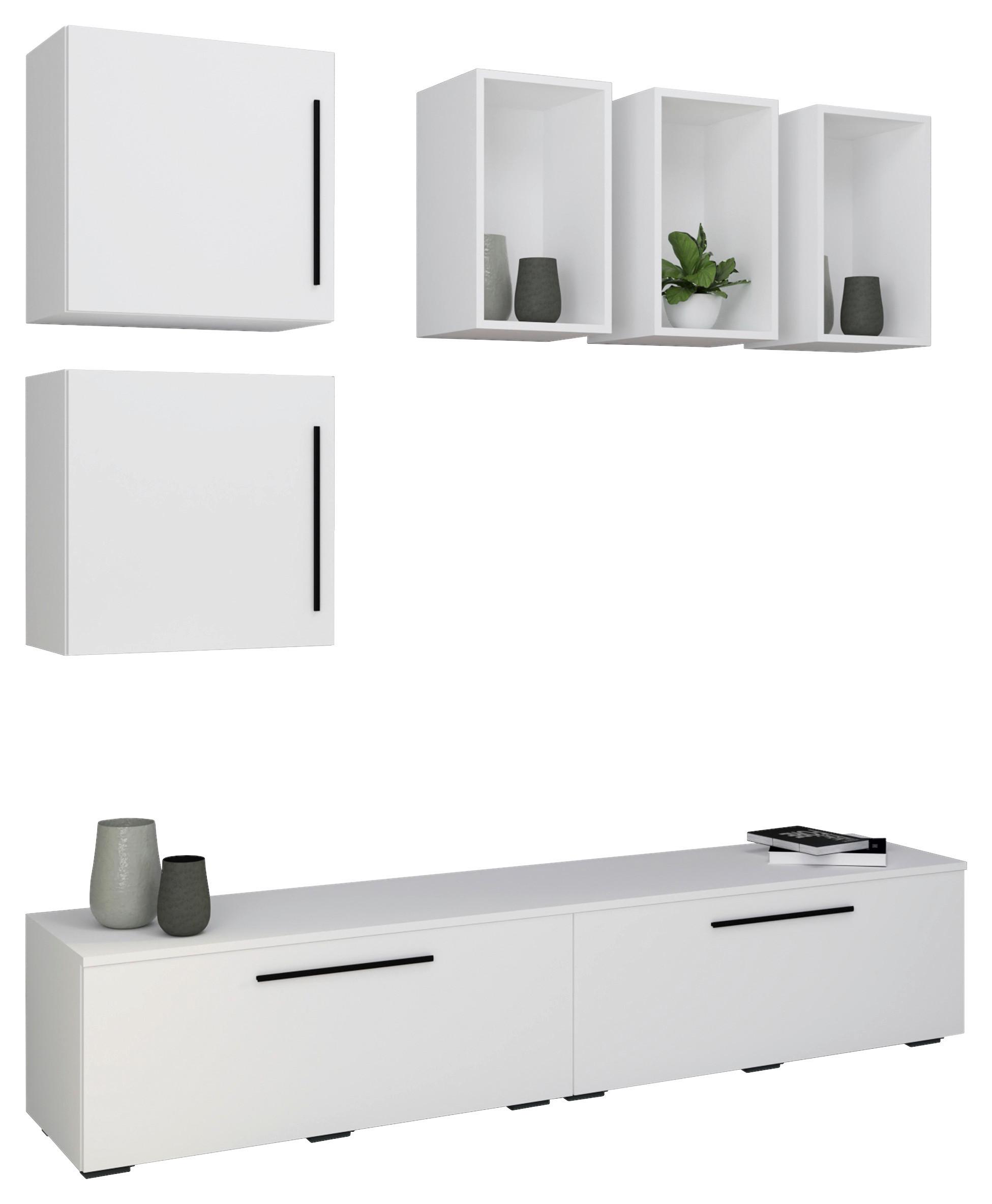 Dnevni Regal Arila, Bela, 6-Delno - črna/bela, Moderno, umetna masa/leseni material (190/200/40cm) - MID.YOU