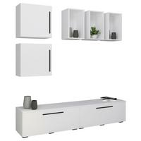 Dnevni Regal Arila, Bela, 6-Delno - črna/bela, Moderno, umetna masa/leseni material (190/200/40cm) - MID.YOU