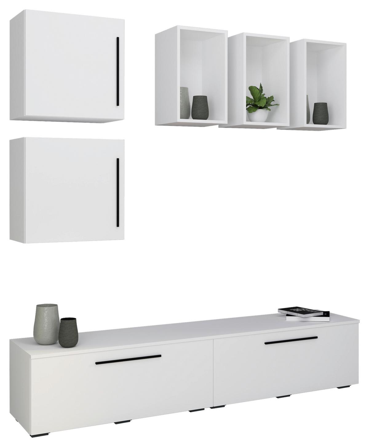 Dnevni Regal Arila, Bela, 6-Delno - črna/bela, Moderno, umetna masa/leseni material (190/200/40cm) - MID.YOU