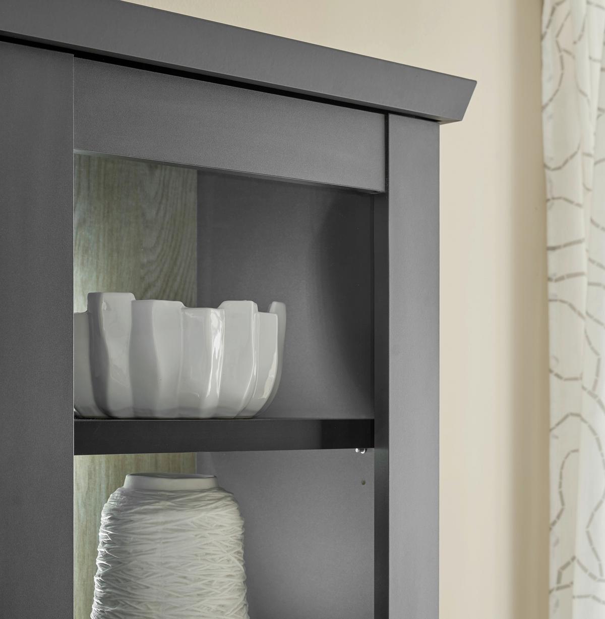 Wohnwand Lincoln Schwarz/Eichefarben B: 319cm - Eichefarben/Messingfarben, Design, Holzwerkstoff/Metall (319/200/42cm) - MID.YOU