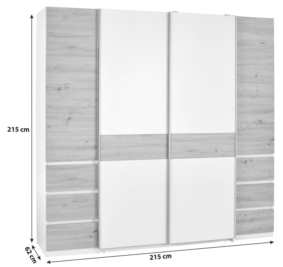 Ormar S Klasičnim Vratima Fabio - bijela/hrast Artisan, Konvencionalno, drvni materijal (215/215/61,9cm) - Based