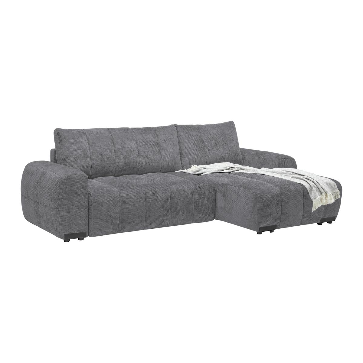 Wohnlandschaft Bolonia Grau - Schwarz Hochglanz/Grau, MODERN, Textil/Metall (273/93/166cm) - Mömax
