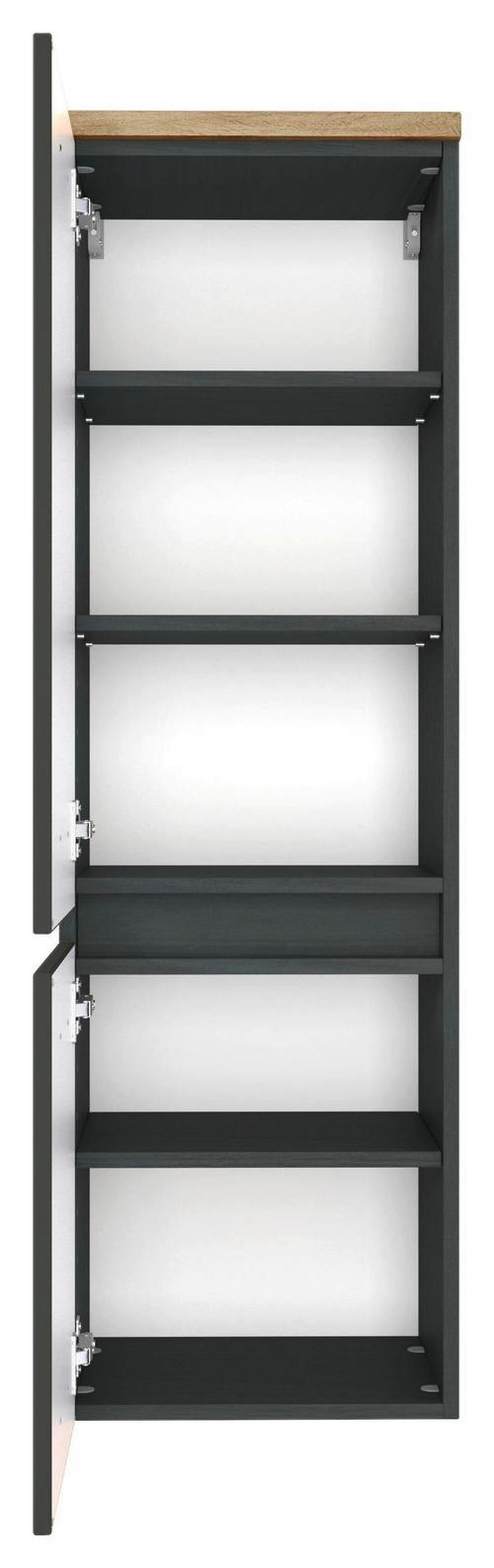Midischrank in Grau 'Pienza' - Eichefarben/Silberfarben, Basics, Holzwerkstoff/Kunststoff (40/130/35cm) - Held