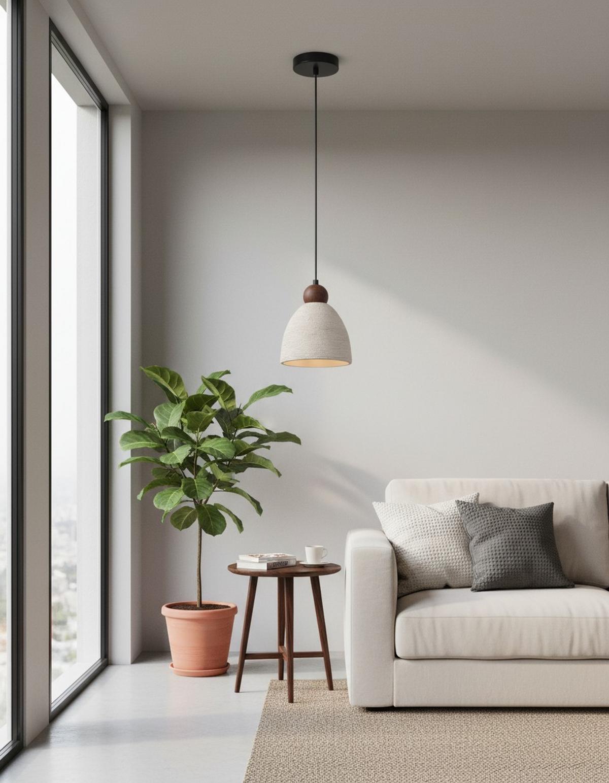 LAMPA WISZĄCA KLARA - kolor orzecha włoskiego/szary, Design, kamień/metal (16/120cm) - Collett's Monde