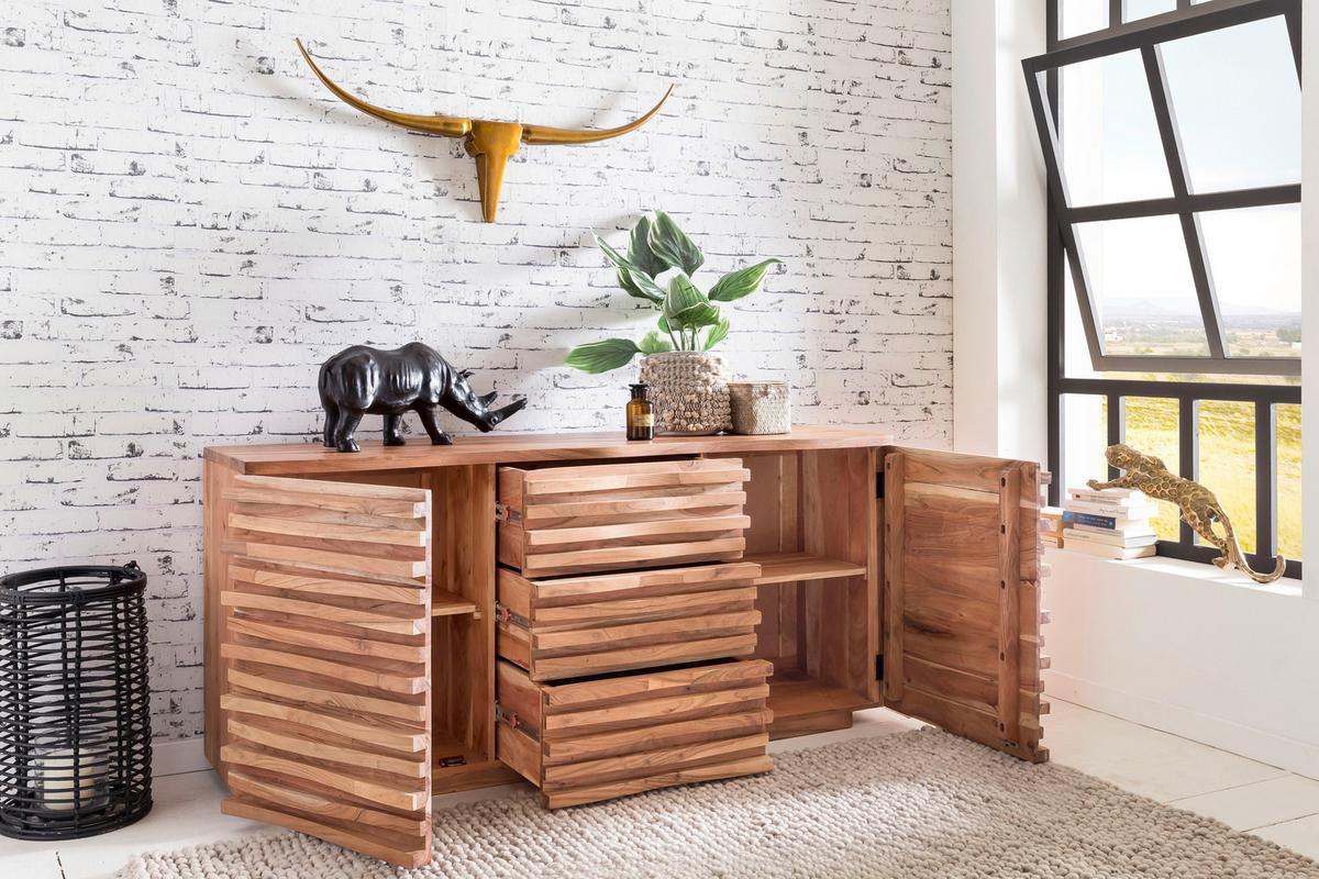 Komoda Boha, Pravi Les - barve akacije, Design, les (160/75/43cm) - MID.YOU