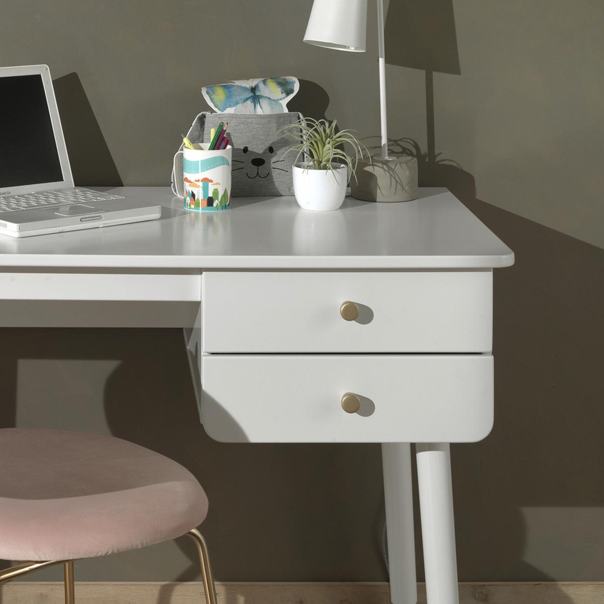 Jugendschreibtisch Billy Weiß - Goldfarben/Weiß, MODERN, Holzwerkstoff/Kunststoff (125/75/60cm) - Vipack