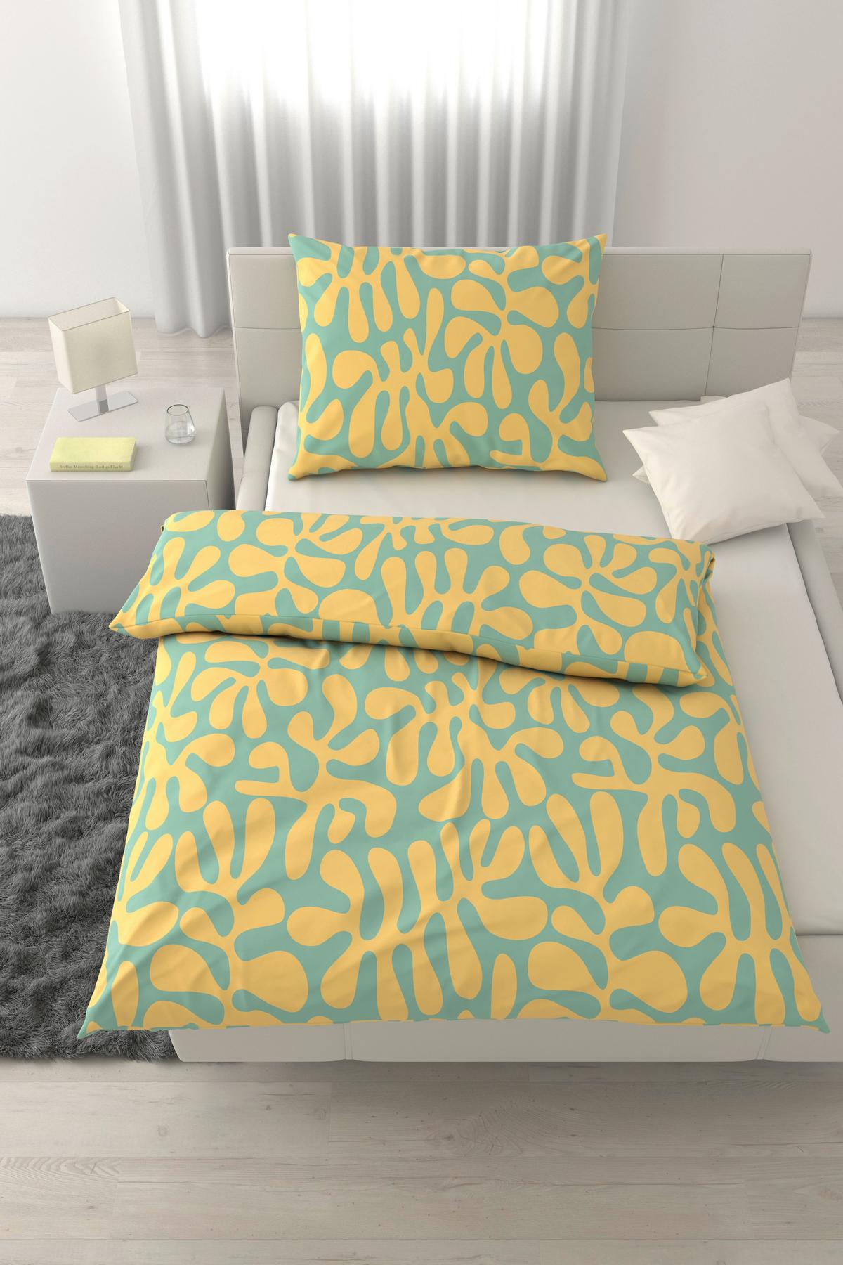 Bettwäsche Deno Gelb/Hellblau ca. 140x200cm - Gelb/Hellblau, Textil (140/200cm) - Mömax