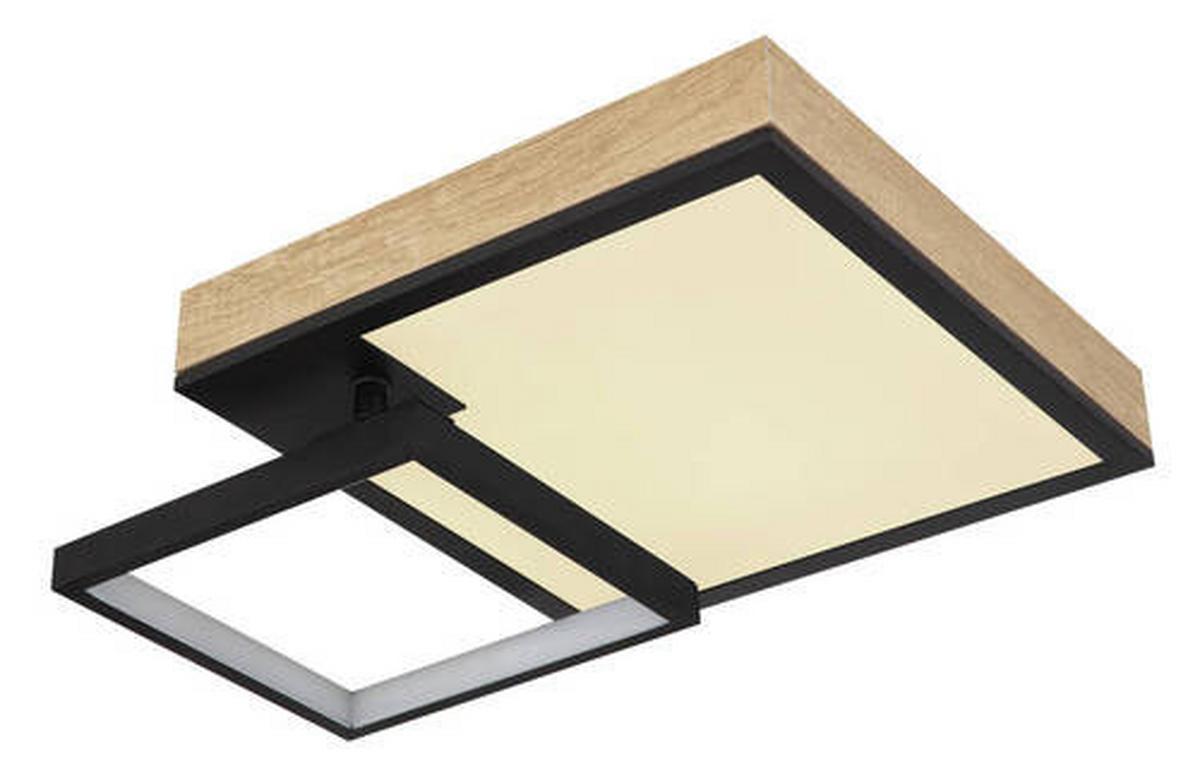 LED-Deckenleuchte Jacky Schwarz/Dunkelbraun max.21Watt - Dunkelbraun/Opal, Natur, Holzwerkstoff/Kunststoff (60/41/10cm) - Globo