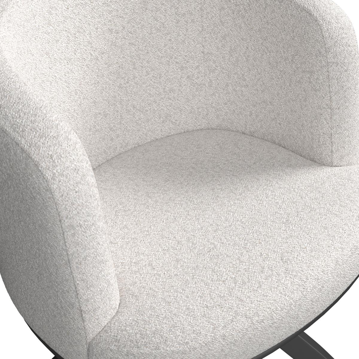 Armlehnstuhl Nela Steingrau Bouclé Drehbar Gepolstert - Schwarz/Grau, MODERN, Holz/Textil (62/77/62cm) - Bessagi Home