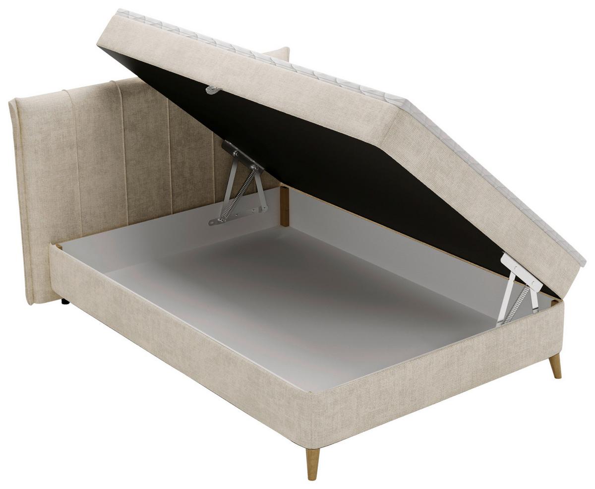 Boxbett Veloria Beige ca. 140x200cm - Beige/Schwarz, KONVENTIONELL, Textil/Metall (140/200cm) - Based