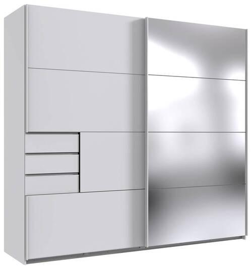 Schwebetürenschrank Saigon in Weiß ca. 225x208x64cm - Silberfarben/Weiß, KONVENTIONELL, Glas/Holzwerkstoff (225/208/64cm) - Premium Living