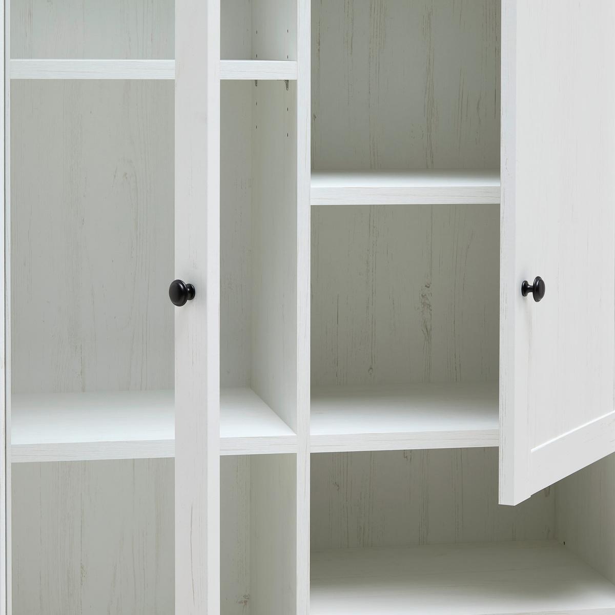 Vitrine Korsika Eichefarben/Weiß - Eichefarben/Schwarz, ROMANTIK / LANDHAUS, Glas/Holzwerkstoff (90/195/43cm) - Mömax