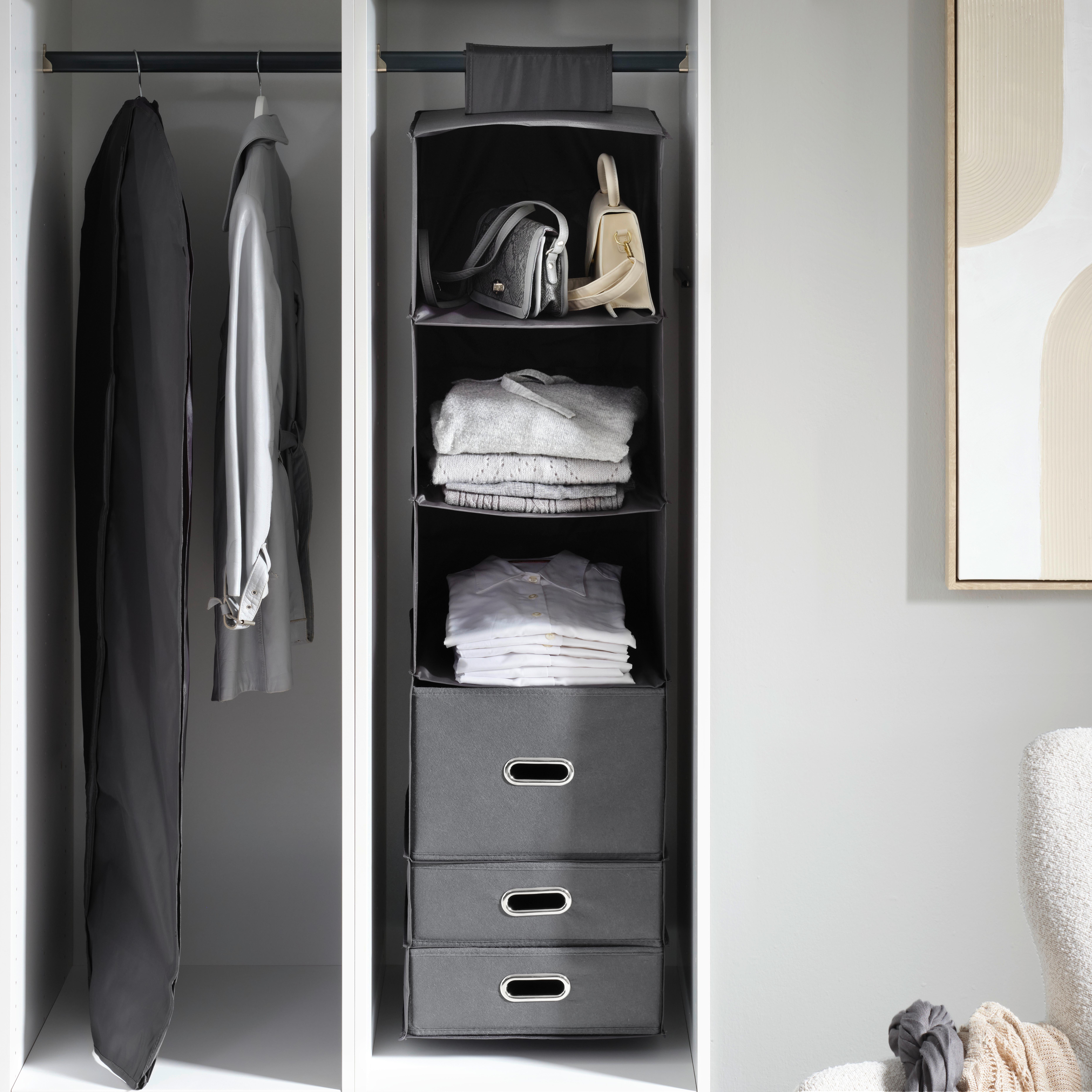 HÄNGANDE FÖRVARING UNIT -EXT- - grå, Klassisk, trämaterial/textil (34/45/125cm) - Mömax