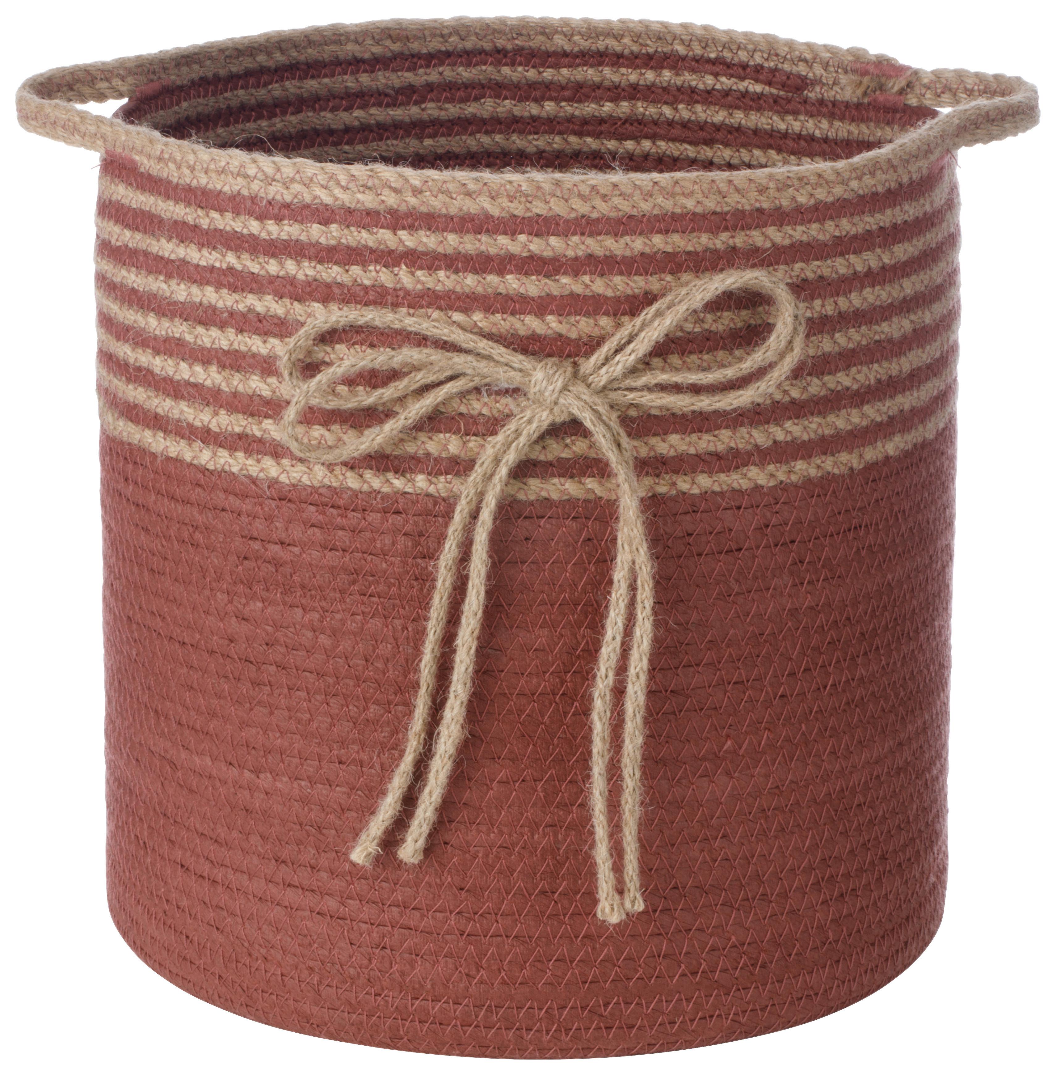 Korb Holly Natur/Dunkelrot Ø ca. 28cm - Naturfarben/Dunkelrot, Papier/Textil (28/30cm) - Mömax