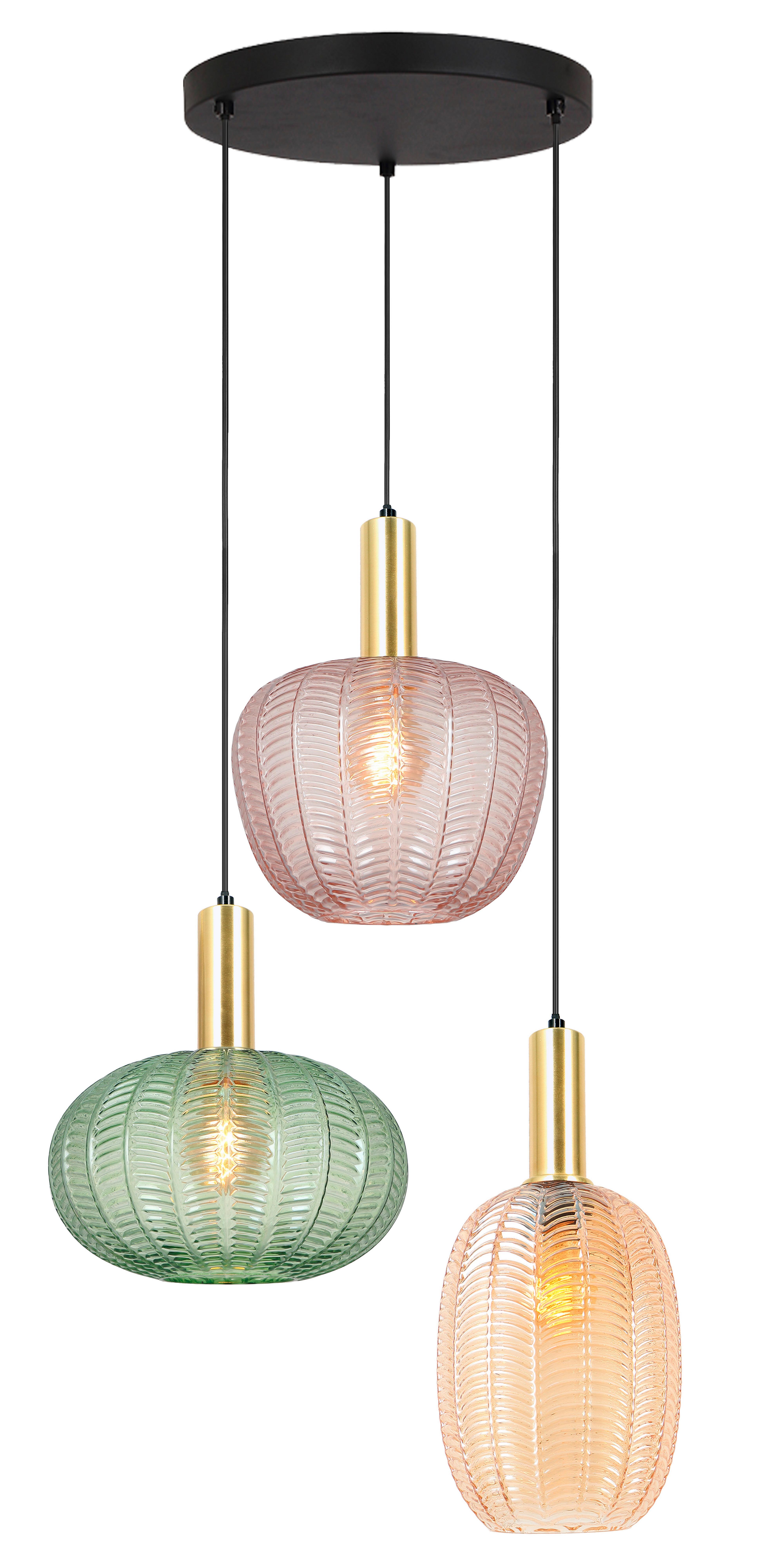 Hängeleuchte Bunti Multicolor max. 25 Watt - Pink/Goldfarben, MODERN, Glas/Metall (45/45/120cm)